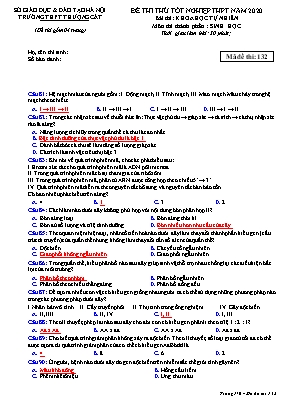 Đề thi thử Tốt nghiệp THPT môn Sinh học năm 2020 - Mã đề 132 - Trường THPT Thượng Cát (Có đáp án)